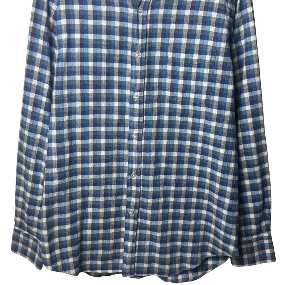 Vintage Carroll‎ & Co Blue and Black Plaid Button Down Old Money Luxury Chic M